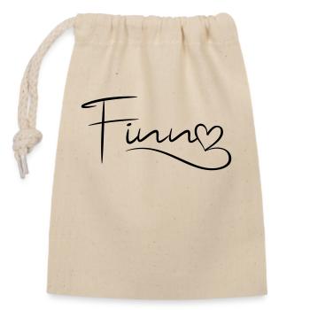 Finn Name First Name Heart Decor - Closable cotton gift bag (14x20cm) - nature - Front