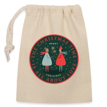 Christmas Duet: Love Sparks - Closable cotton gift bag (14x20cm) - nature - Front