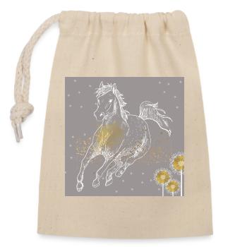 Horse. - Closable cotton gift bag (14x20cm) - nature - Front