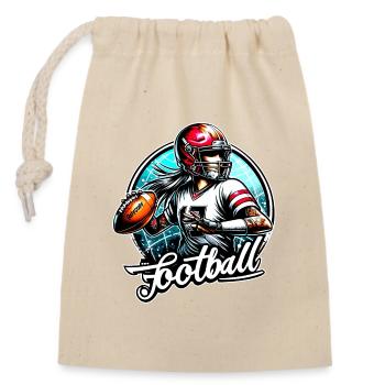 American Football Girl Touchdown - raffstaff ® - Verschließbarer Geschenkbeutel aus Baumwolle (14x20cm) - Natur - Vorne