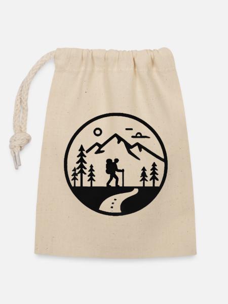 Wandern - Verschließbarer Geschenkbeutel aus Baumwolle (14x20cm) - Natur