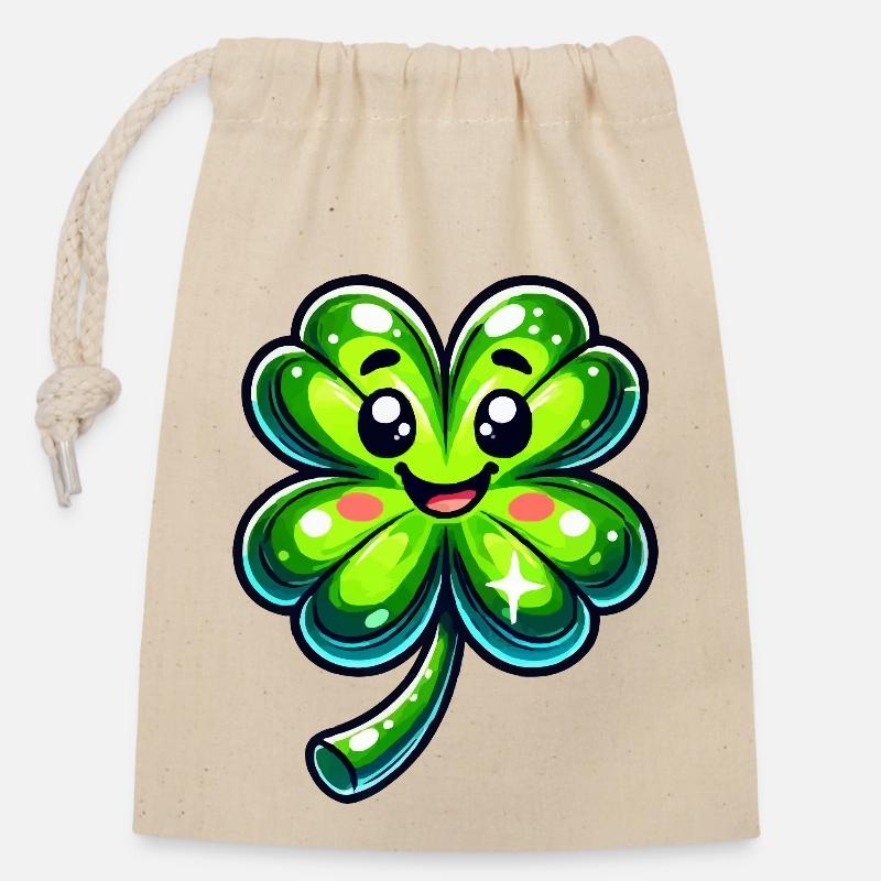 cloverleaf - Closable cotton gift bag (14x20cm) - nature