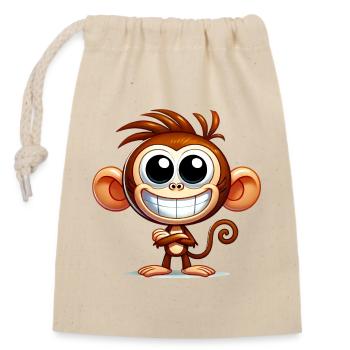 Singe - Sac cadeau en coton avec cordon (14 x 20 cm) - nature - Devant