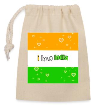 Ich liebe Indien - Verschließbarer Geschenkbeutel aus Baumwolle (14x20cm) - Natur - Vorne