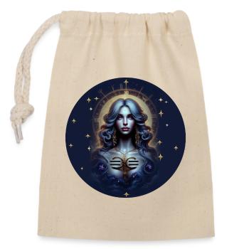 Cercle d’étoiles de la déesse du clair de lune - Signe du zodiaque Balance - Sac cadeau en coton avec cordon (14 x 20 cm) - nature - Devant