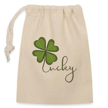 Trèfle à quatre feuilles porte-bonheur - Sac cadeau en coton avec cordon (14 x 20 cm) - nature - Devant