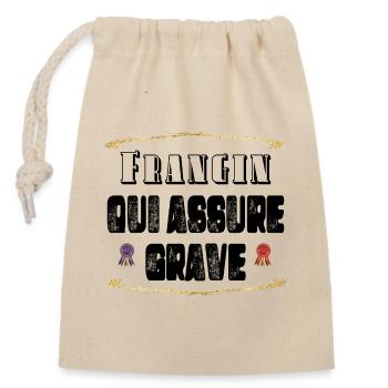 Frangin Qui Assure Grave - Sac cadeau en coton avec cordon (14 x 20 cm) - nature - Devant