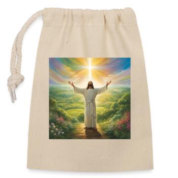 Jesus, Catholic Jesus Christ - Closable cotton gift bag (14x20cm) - nature - Front