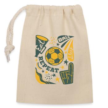 Soccer Life – Play, Ball, Repeat - Closable cotton gift bag (14x20cm) - nature - Front