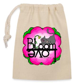 Chat de printemps Amour de printemps - Sac cadeau en coton avec cordon (14 x 20 cm) - nature - Devant