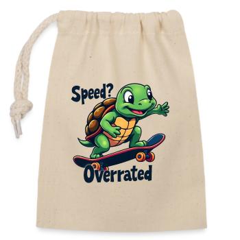 Speed? Overrated - Verschließbarer Geschenkbeutel aus Baumwolle (14x20cm) - Natur - Vorne