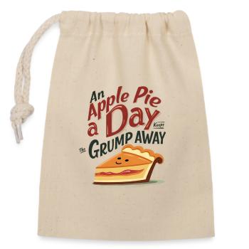 An Apple Pie a Day Keeps the Grump Away - Closable cotton gift bag (14x20cm) - nature - Front