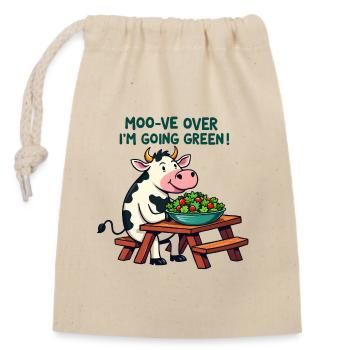 Moo-ve Over, I’m Going Green! - Verschließbarer Geschenkbeutel aus Baumwolle (14x20cm) - Natur - Vorne