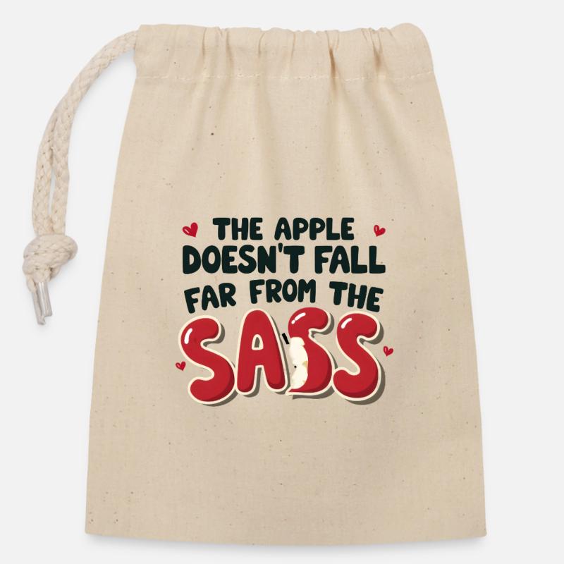 La pomme ne tombe pas loin de l’insolence - Sac cadeau en coton avec cordon (14 x 20 cm) - nature