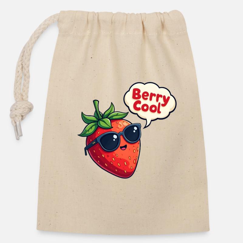 Berry Cool - Verschließbarer Geschenkbeutel aus Baumwolle (14x20cm) - Natur
