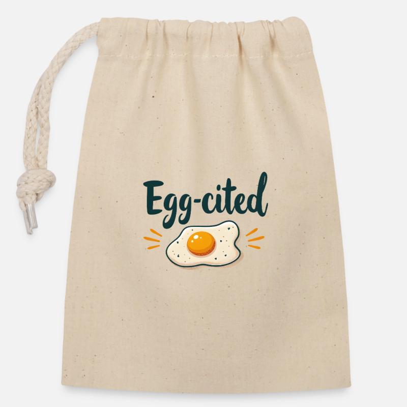 Oeuf-cité - Sac cadeau en coton avec cordon (14 x 20 cm) - nature