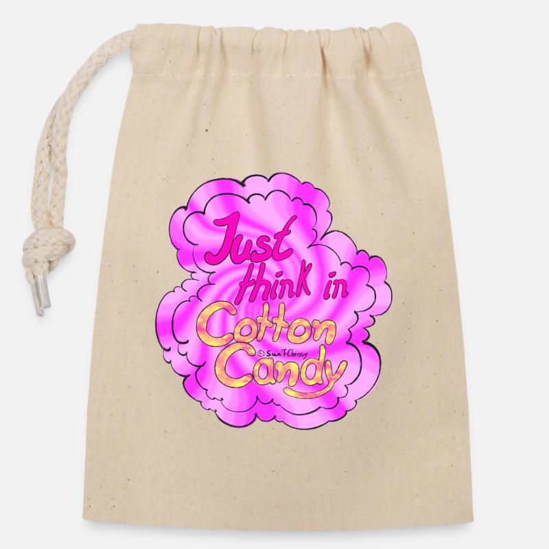 Cotton Candy Thinking swirl - Closable cotton gift bag (14x20cm) - nature