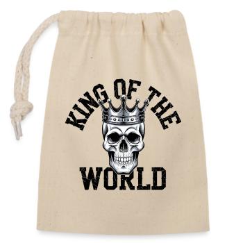 Skull and crossbones with crown King of the World - Closable cotton gift bag (14x20cm) - nature - Front