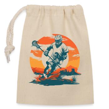 Lacrosse Player Graphics - Closable cotton gift bag (14x20cm) - nature - Front