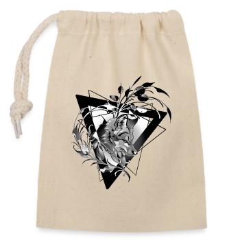 Fox with Foliage Design Black Abstract - Closable cotton gift bag (14x20cm) - nature - Front