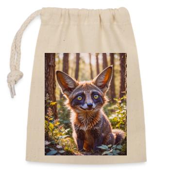 super süße afrikanische Tiere – Fledermausohr-Fuchs - Verschließbarer Geschenkbeutel aus Baumwolle (14x20cm) - Natur - Vorne