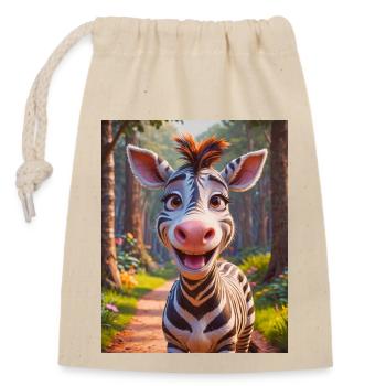 super cute african animals zebra - Closable cotton gift bag (14x20cm) - nature - Front