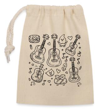 Ukulele Comic-Stil - Verschließbarer Geschenkbeutel aus Baumwolle (14x20cm) - Natur - Vorne