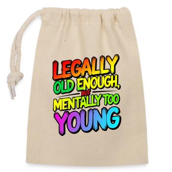 Legally old enough - Closable cotton gift bag (14x20cm) - nature - Front