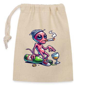 Extraterrestre avec la gueule de bois - Sac cadeau en coton avec cordon (14 x 20 cm) - nature - Devant