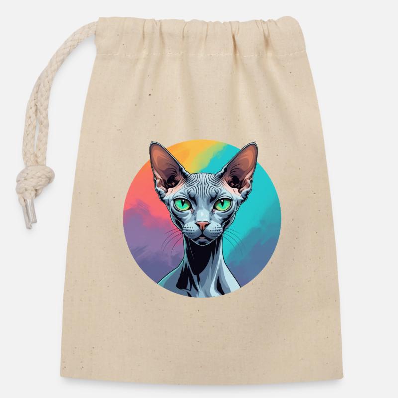 Sphynx Cat - Closable cotton gift bag (14x20cm) - nature