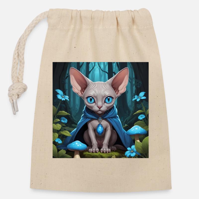 Gobelin Sphynx - Sac cadeau en coton avec cordon (14 x 20 cm) - nature