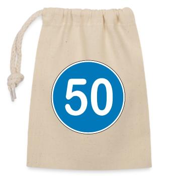 50e anniversaire , 50 ans , Panneau de signalisation bleu - Sac cadeau en coton avec cordon (14 x 20 cm) - nature - Devant