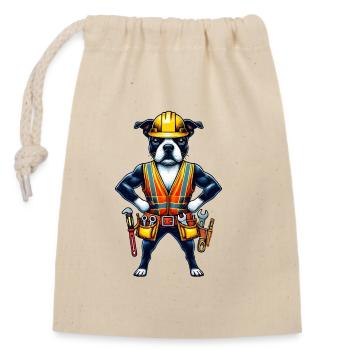 Bostie Construction Worker - Closable cotton gift bag (14x20cm) - nature - Front