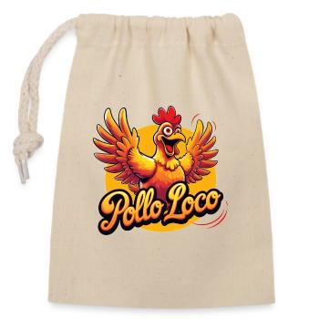 Pollo Loco - Sac cadeau en coton avec cordon (14 x 20 cm) - nature - Devant