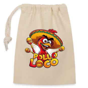 Pollo Loco - Sac cadeau en coton avec cordon (14 x 20 cm) - nature - Devant