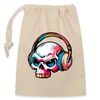 Illustration de crâne coloré - Sac cadeau en coton avec cordon (14 x 20 cm) - nature - Devant