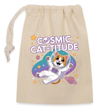 Chat Cosmique – Pouvoir Intergalactique du Chat - Sac cadeau en coton avec cordon (14 x 20 cm) - nature - Devant