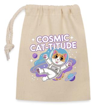 Chat Cosmique – Pouvoir Intergalactique du Chat - Sac cadeau en coton avec cordon (14 x 20 cm) - nature - Devant