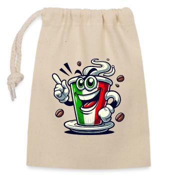 Espresso Italiano / Kaffee Design - Verschließbarer Geschenkbeutel aus Baumwolle (14x20cm) - Natur - Vorne