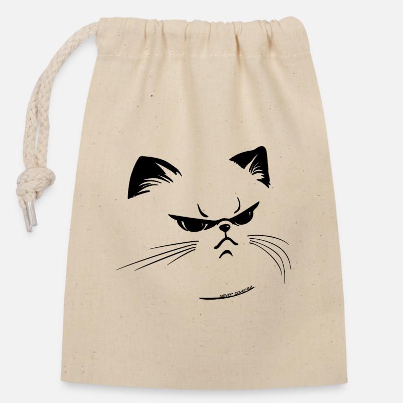 Grumpy or not? - Closable cotton gift bag (14x20cm) - nature