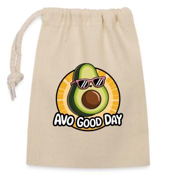 Avo Good Day – Funny Avocado Cartoon - Closable cotton gift bag (14x20cm) - nature - Front