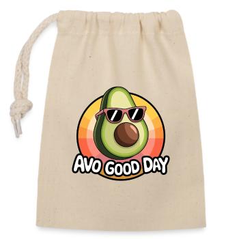 Avo Good Day – Funny Avocado Cartoon - Closable cotton gift bag (14x20cm) - nature - Front