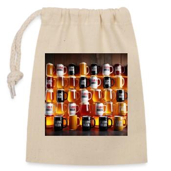 I Love Beer Becher-Muster - Verschließbarer Geschenkbeutel aus Baumwolle (14x20cm) - Natur - Vorne