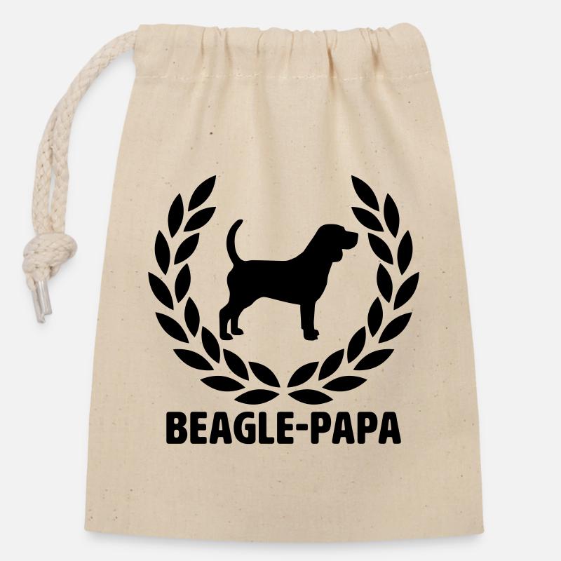 Papa Beagle - Sac cadeau en coton avec cordon (14 x 20 cm) - nature