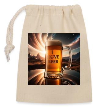 I Love Beer Glasmotiv - Verschließbarer Geschenkbeutel aus Baumwolle (14x20cm) - Natur - Vorne