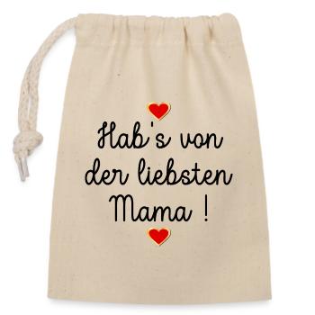 Muttertag Herz - Verschließbarer Geschenkbeutel aus Baumwolle (14x20cm) - Natur - Vorne