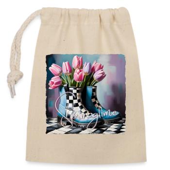 Springtime with tulips - Closable cotton gift bag (14x20cm) - nature - Front