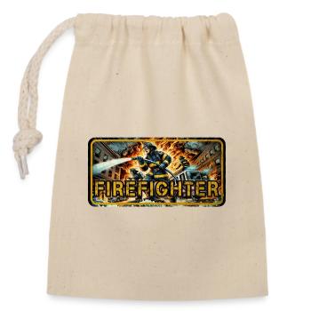 Conception des pompiers - Sac cadeau en coton avec cordon (14 x 20 cm) - nature - Devant