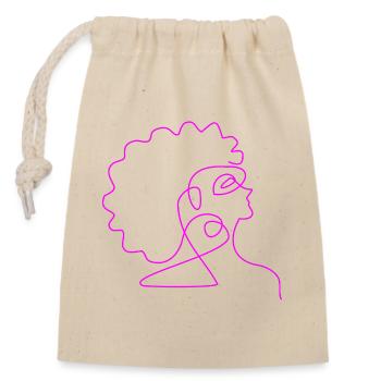 Linie Kunst Frau Afro Minimalistisch - Verschließbarer Geschenkbeutel aus Baumwolle (14x20cm) - Natur - Vorne