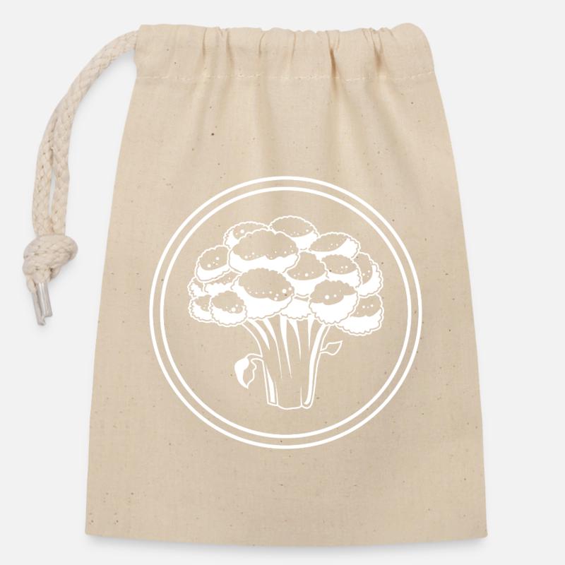 Brocoli Légumes - Sac cadeau en coton avec cordon (14 x 20 cm) - nature